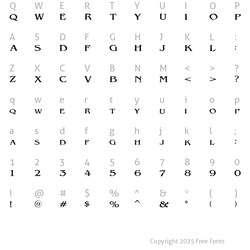 Character Map of VTC VictorianLint Regular