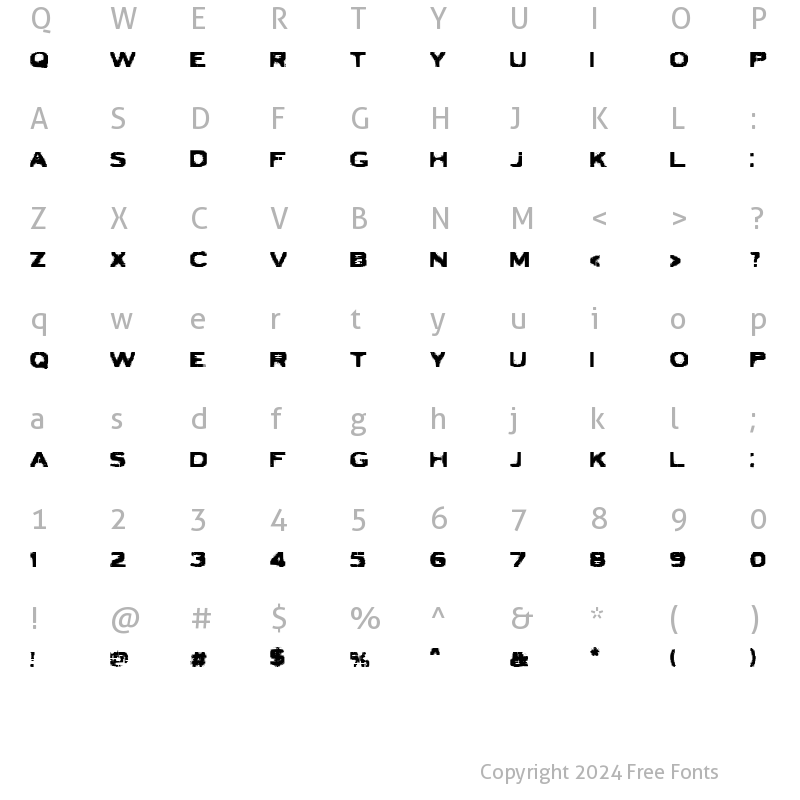 Character Map of VTCBadLuck Regular