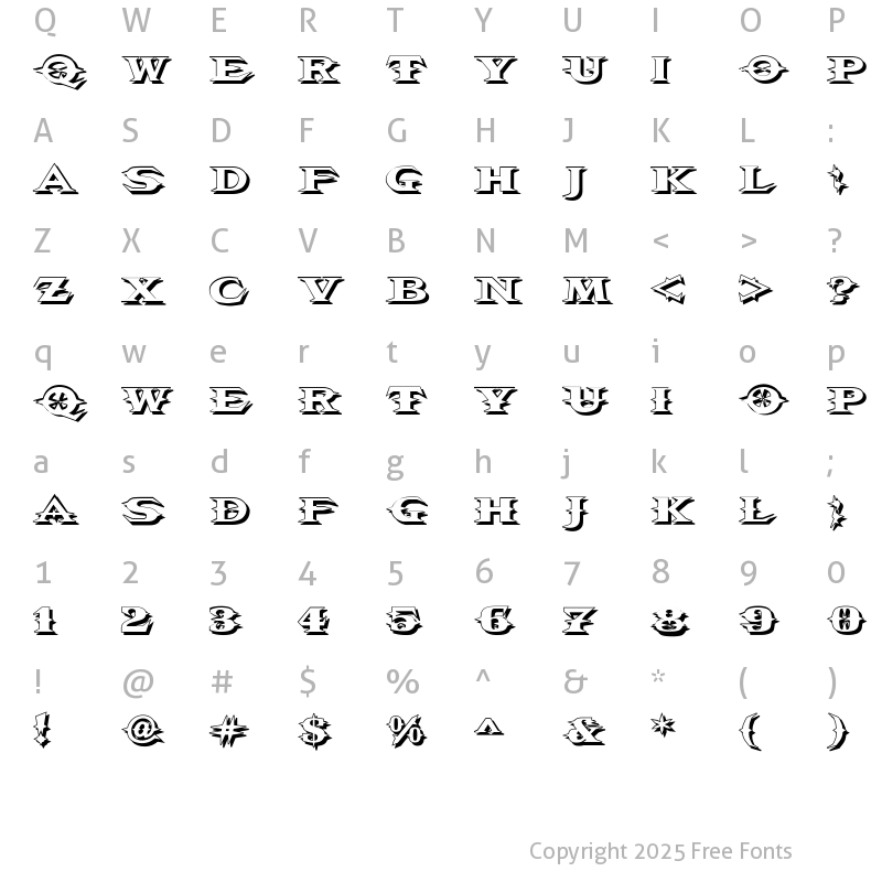 Character Map of VTCBelialsBladeShadow Regular