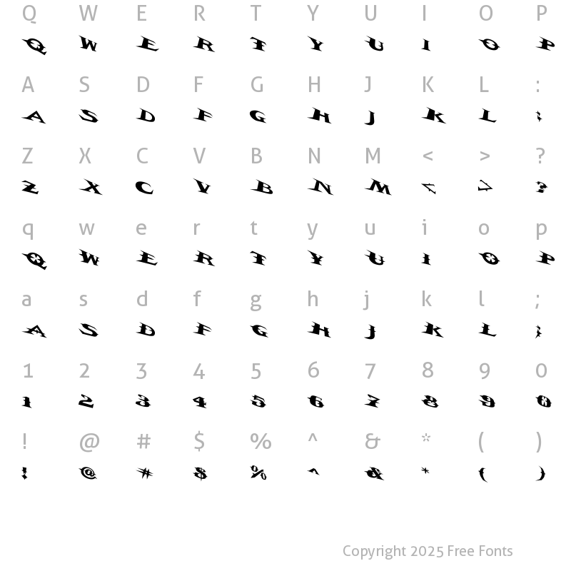 Character Map of VTCBelialsBladeTricked Regular