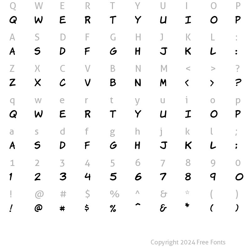 Character Map of VTCKomixationHand Regular