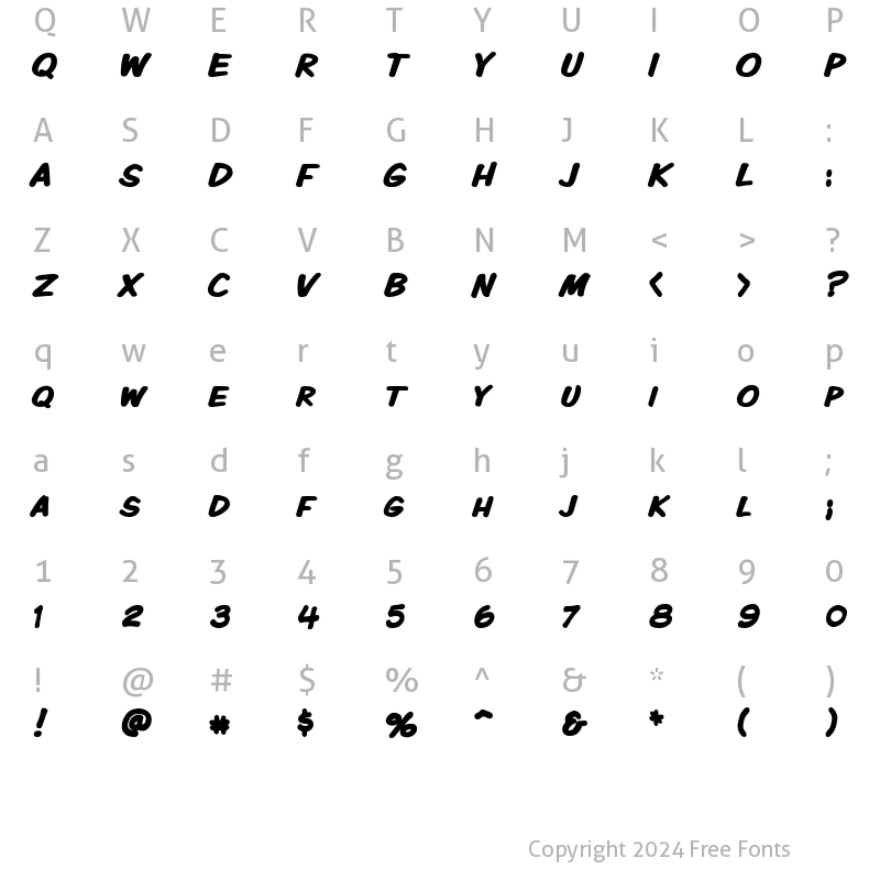 Character Map of VTCKomixationSCBold Regular