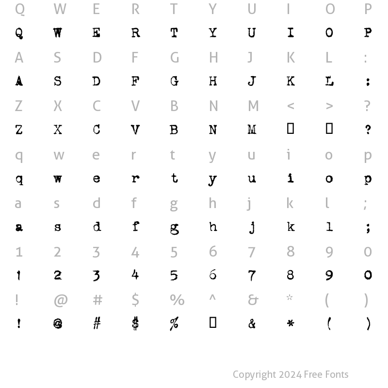 Character Map of VTCorona Regular