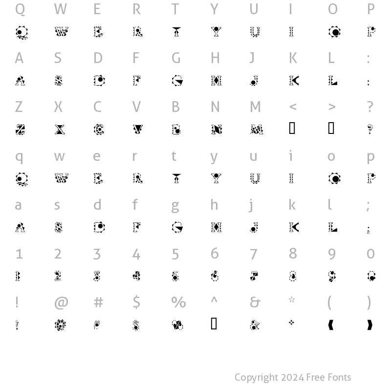 Character Map of VTCrystalBalzac Regular