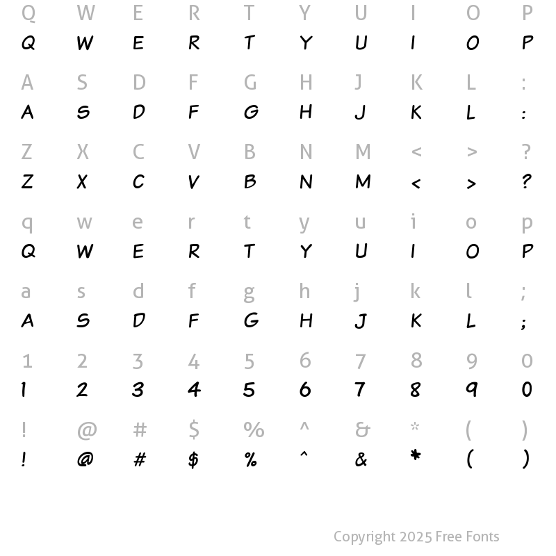 Character Map of VTCSundaykomixcaps Regular