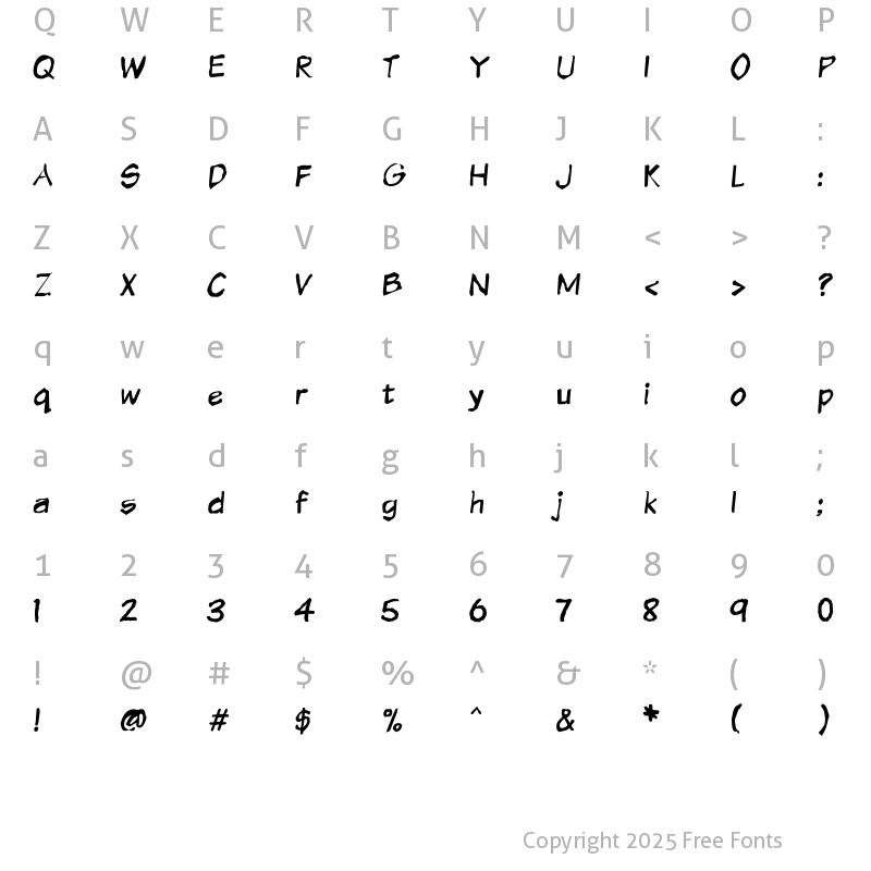 Character Map of VTCSundayKomixKrumpled Regular