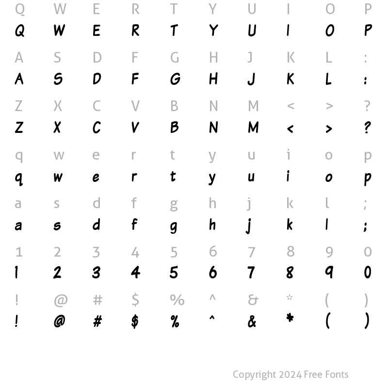 Character Map of VTCSundayKomixTall Medium