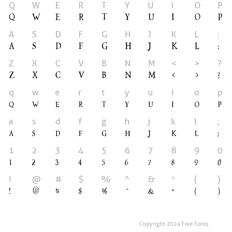 Character Map of VTCSwitchbladeRomance Tall