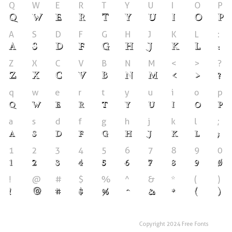 Character Map of VTCSwitchbladeRomanceSD Shadowed