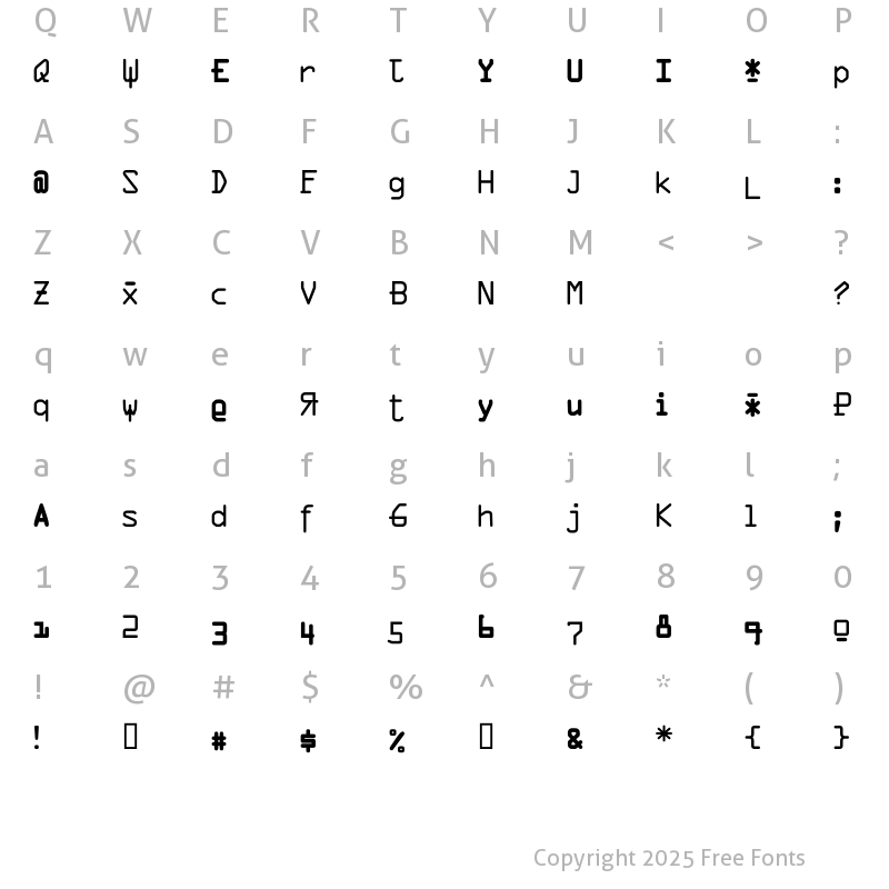 Character Map of VTDigitDogAgog Regular