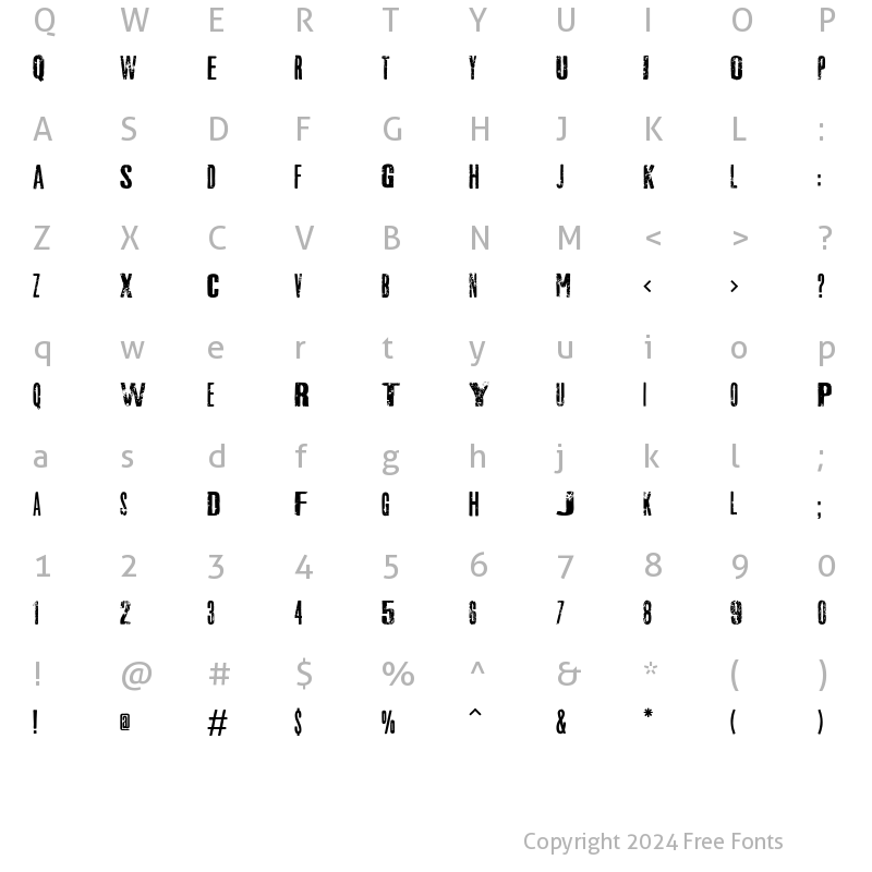 Character Map of Vtks Kartazis Regular