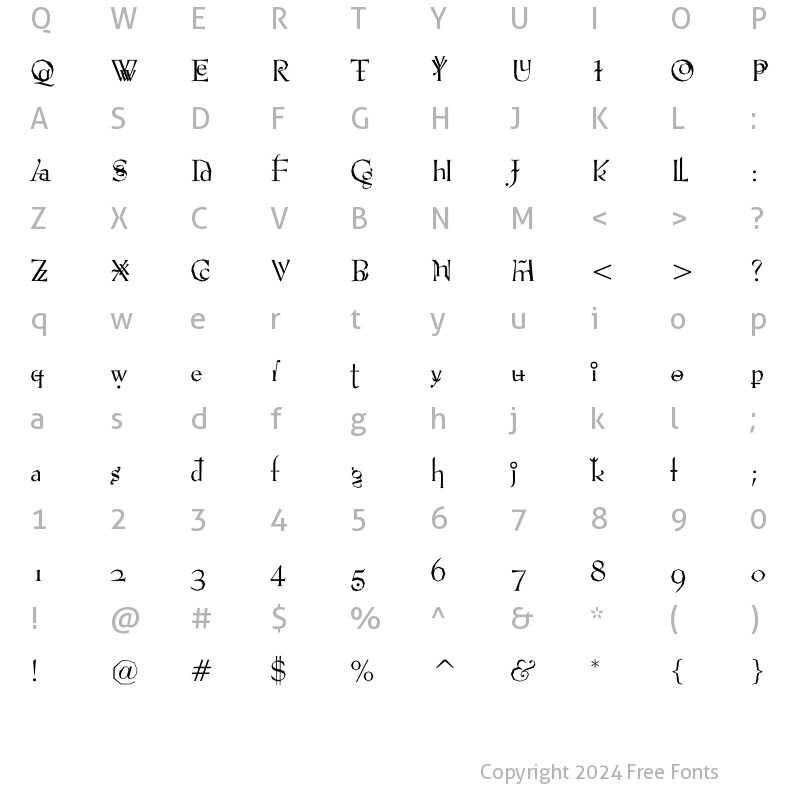 Character Map of VTPompousCircumstanceChiseled Regular