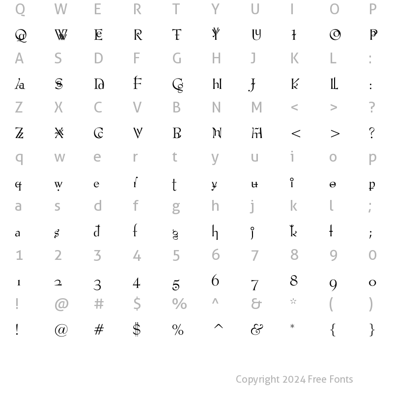 Character Map of VTPompousCircumstanceShapely Regular