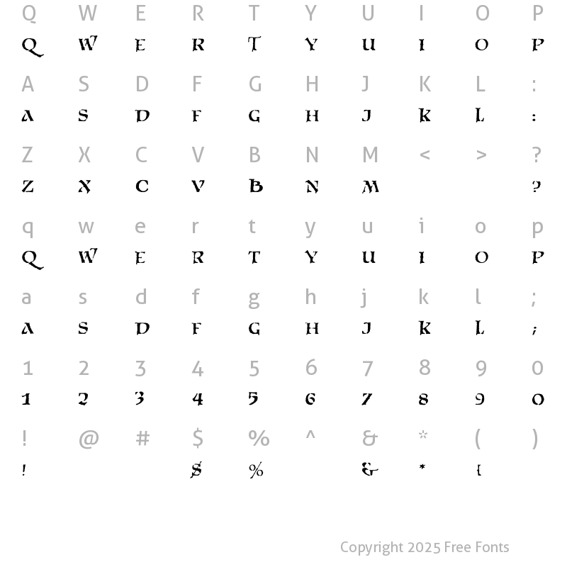 Character Map of VTQuadrata Regular