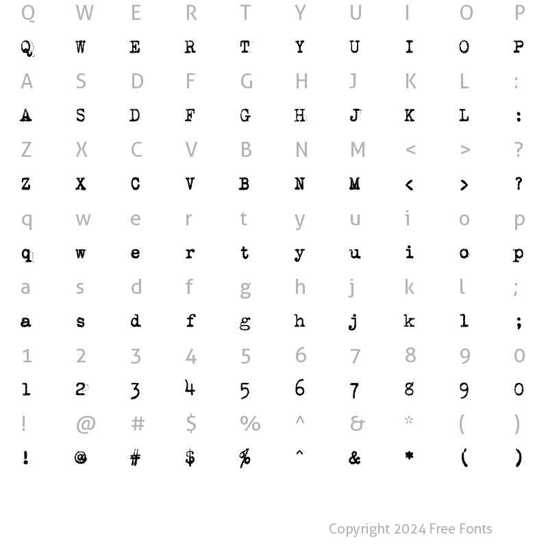 Character Map of VTSmithUpright Regular