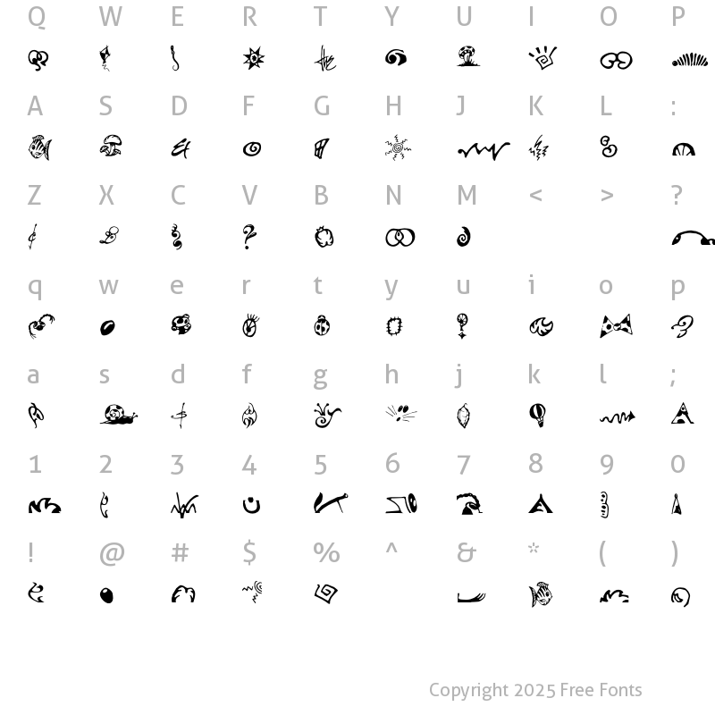 Character Map of VTSuRealDingbats VolumeTwo Regular