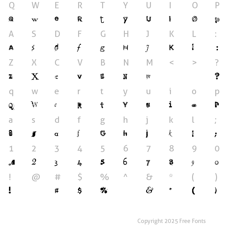 Character Map of VTTomFool Regular