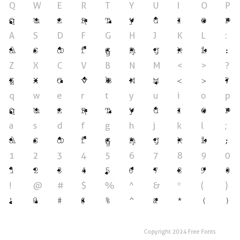 Character Map of VTWroughtIron Cherries Regular