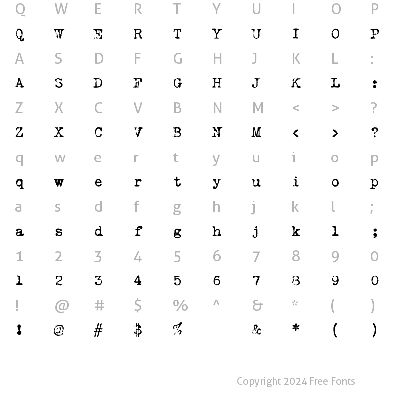 Character Map of VTypewriter RemingtonPortable Regular