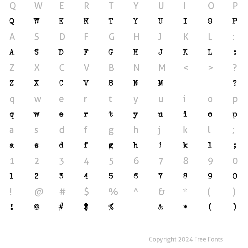 Character Map of VTypewriter RoyalElite Regular