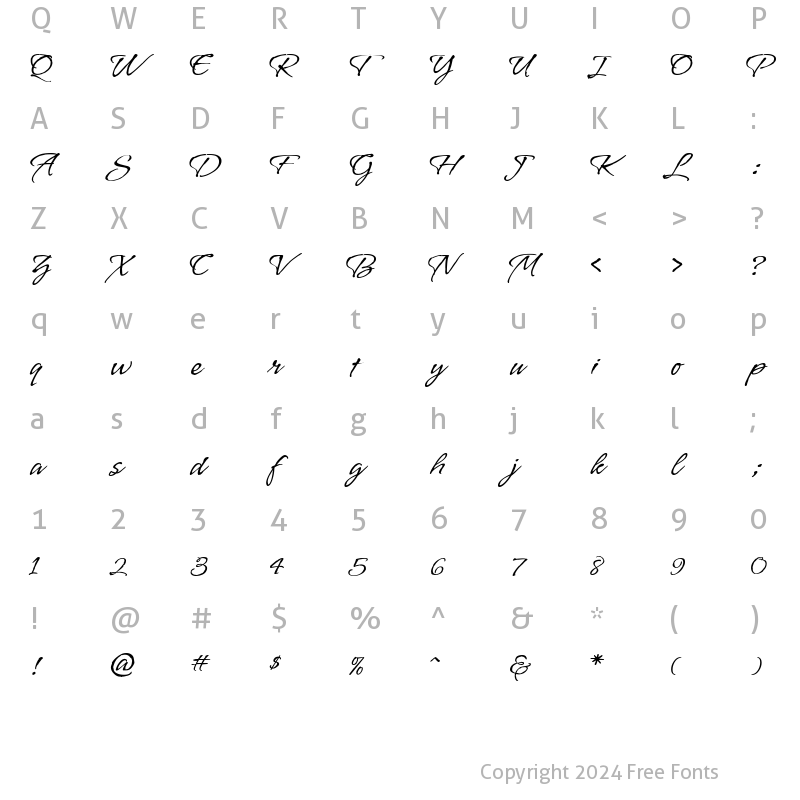 Character Map of Vujahday Flourish Flourish