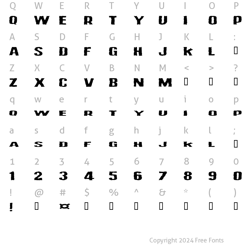 Character Map of Vulgar Display Of Power Regular