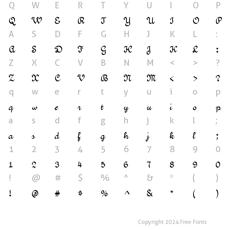 Character Map of VunderScript Bold