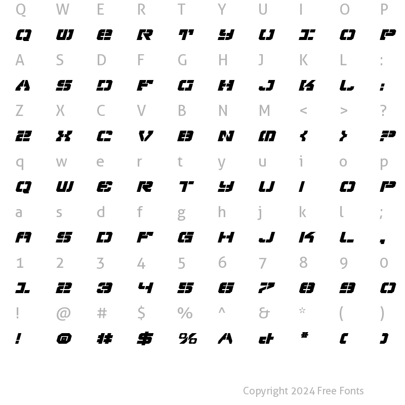 Character Map of Vyper Bold Expanded Italic Bold Expanded Italic