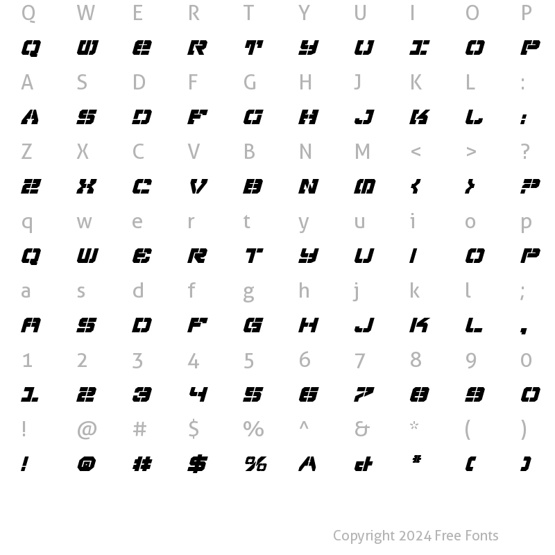 Character Map of Vyper Bold Italic Bold Italic