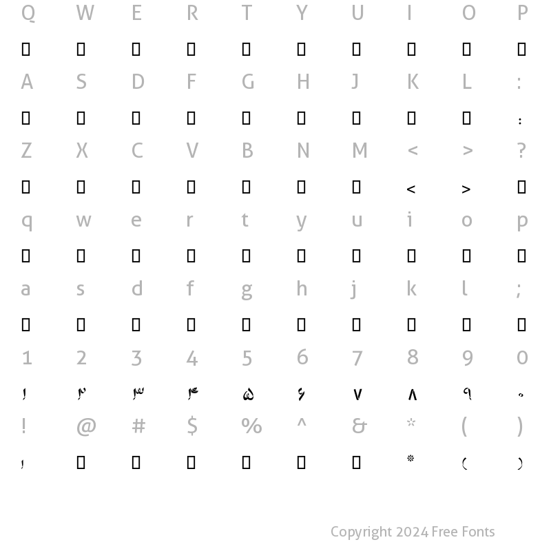 Character Map of W_rooban Regular