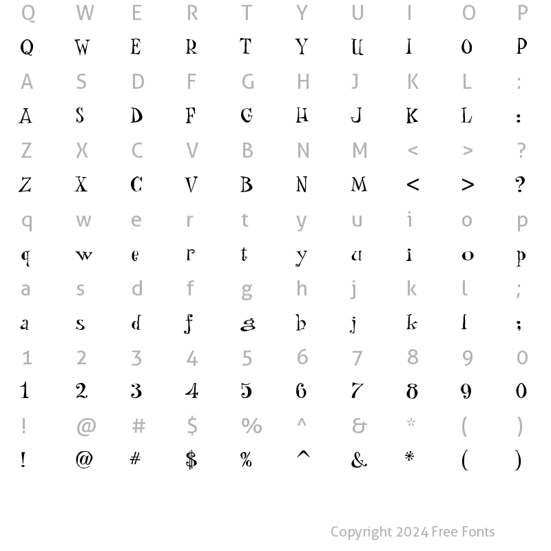 Character Map of Wackado Regular