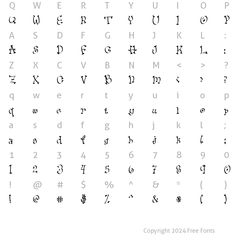 Character Map of Wacko Regular