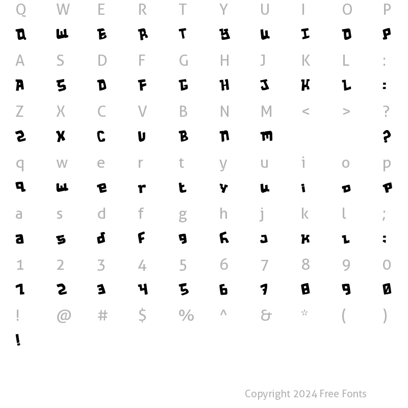 Character Map of Wacky Spankers Original