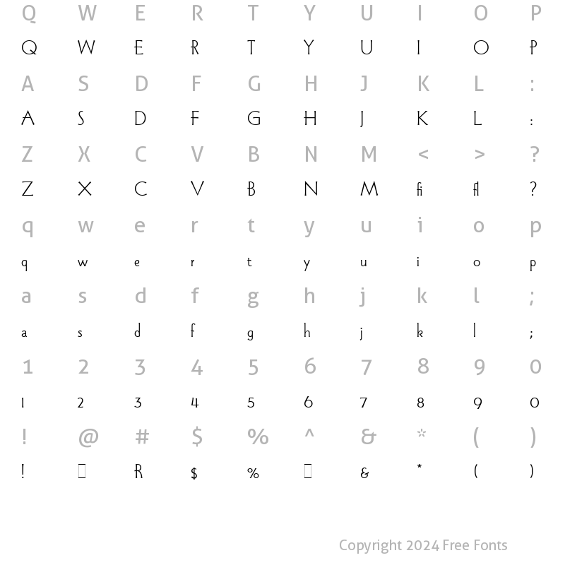 Character Map of WadeSansLightPlain Regular