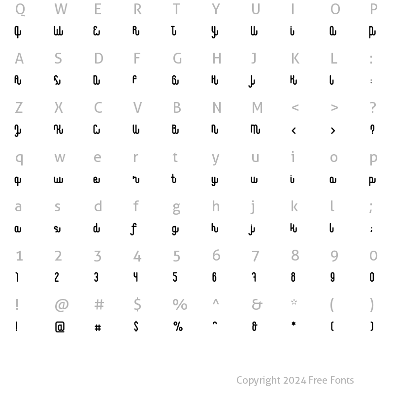 Character Map of Waffle Latte Bold