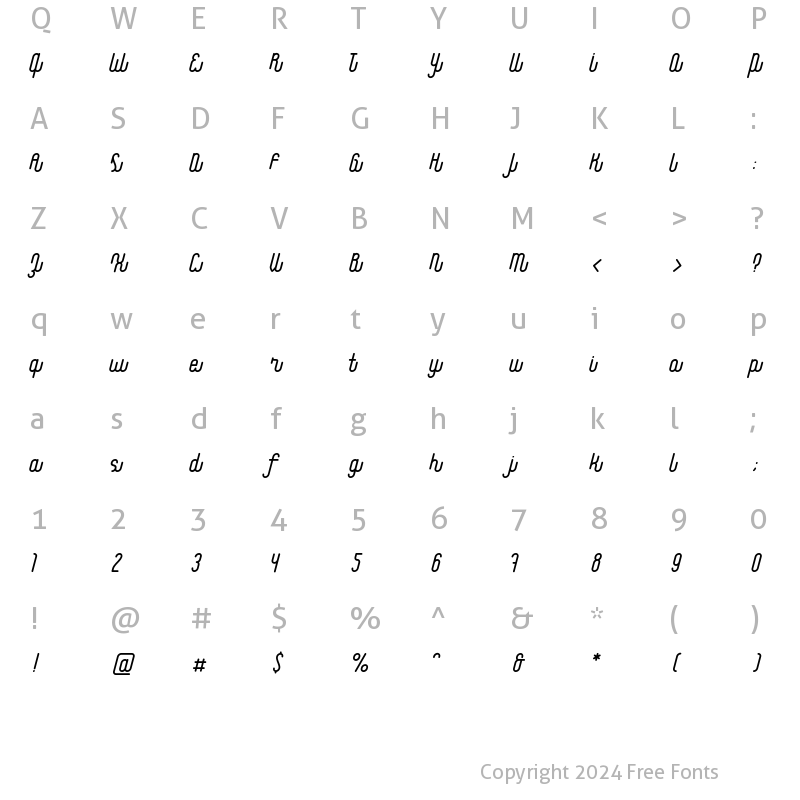 Character Map of Waffle Latte Italic