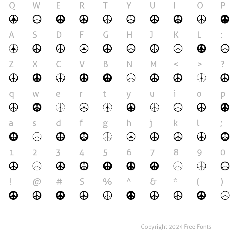 Character Map of Wahei Medium