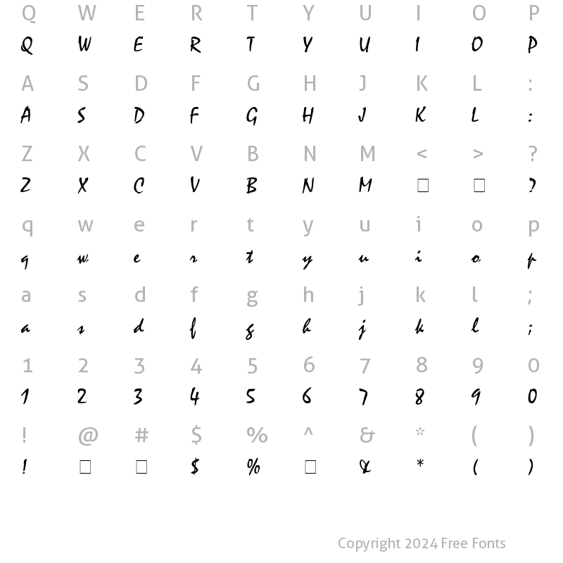 Character Map of Waif SSi Regular