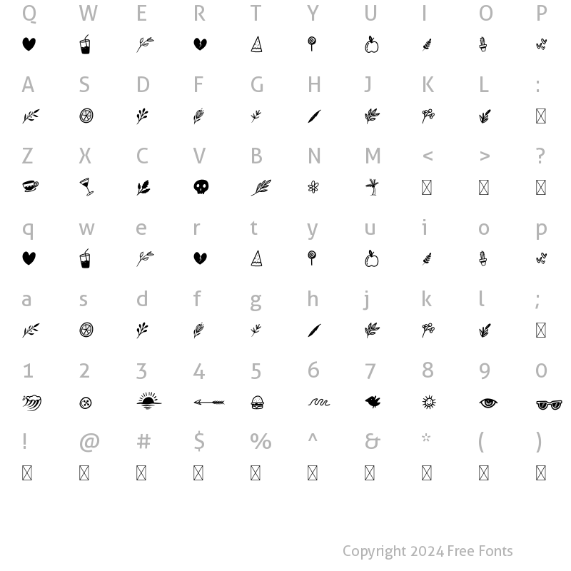 Character Map of Wakeup Extra Regular