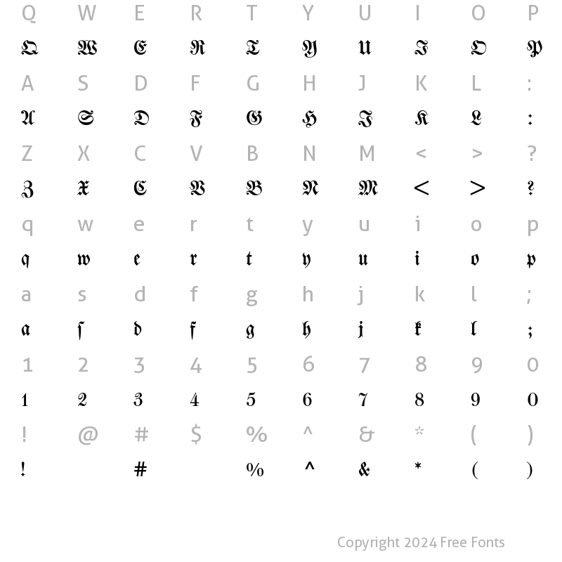 Character Map of Walbaum Fraktur BQ Regular