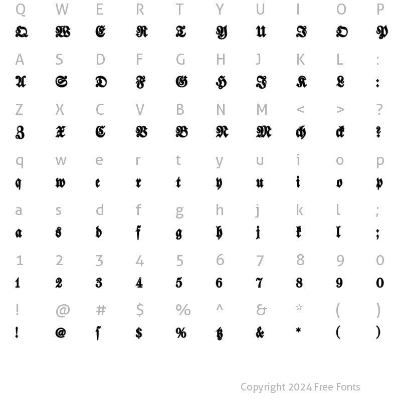 Character Map of Walbaum-Fraktur Inline Bold