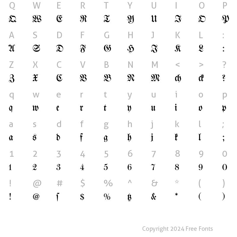 Character Map of Walbaum-Fraktur Regular