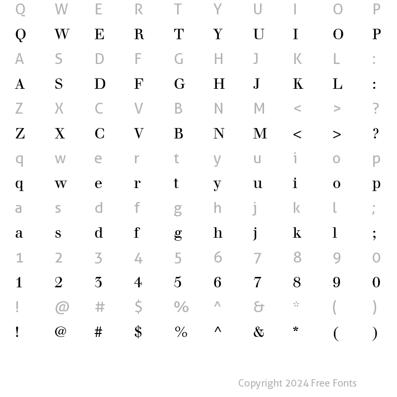 Character Map of Walbaum LT Roman Regular