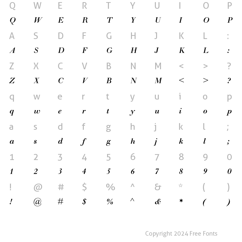 Character Map of Walbaum Medium Italic