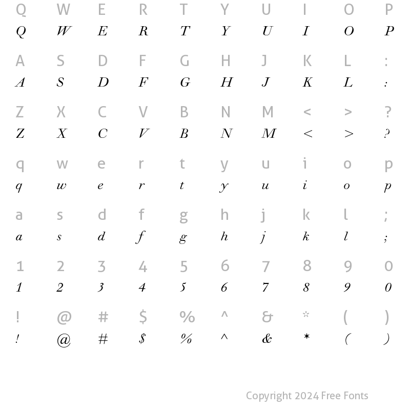 Character Map of Walbaum MT Std Italic