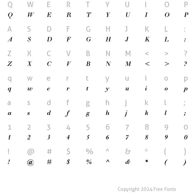 Character Map of Walbaum MT Std Medium Italic