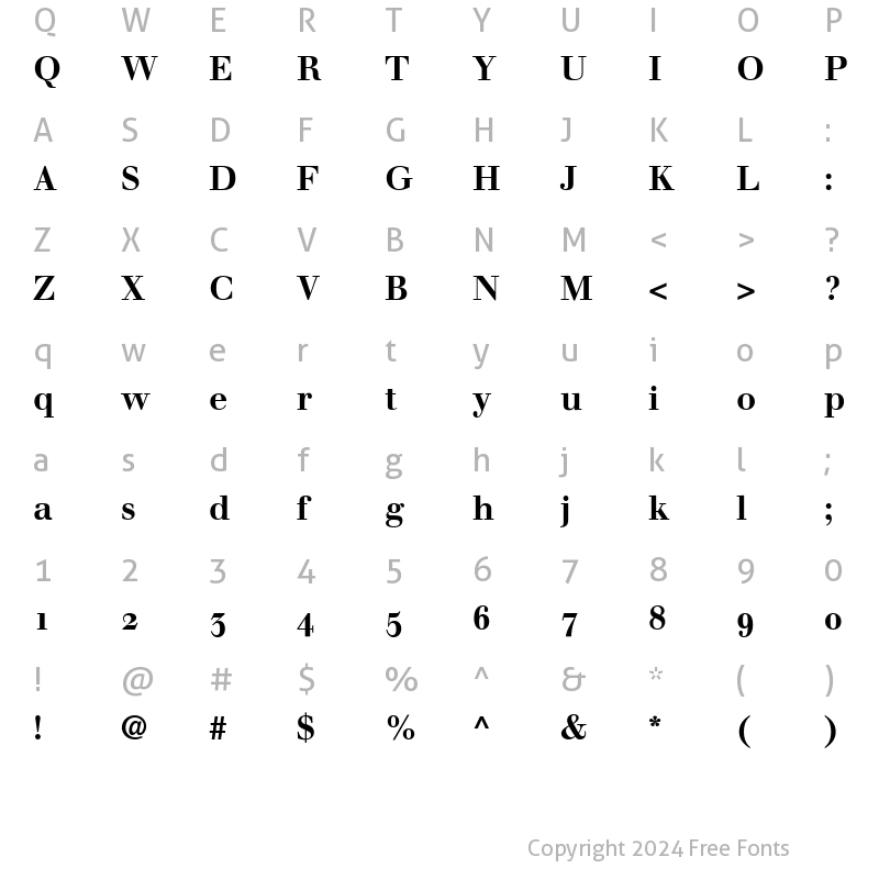 Character Map of Walbaum OldStyle SSi Bold Oldstyle Figures