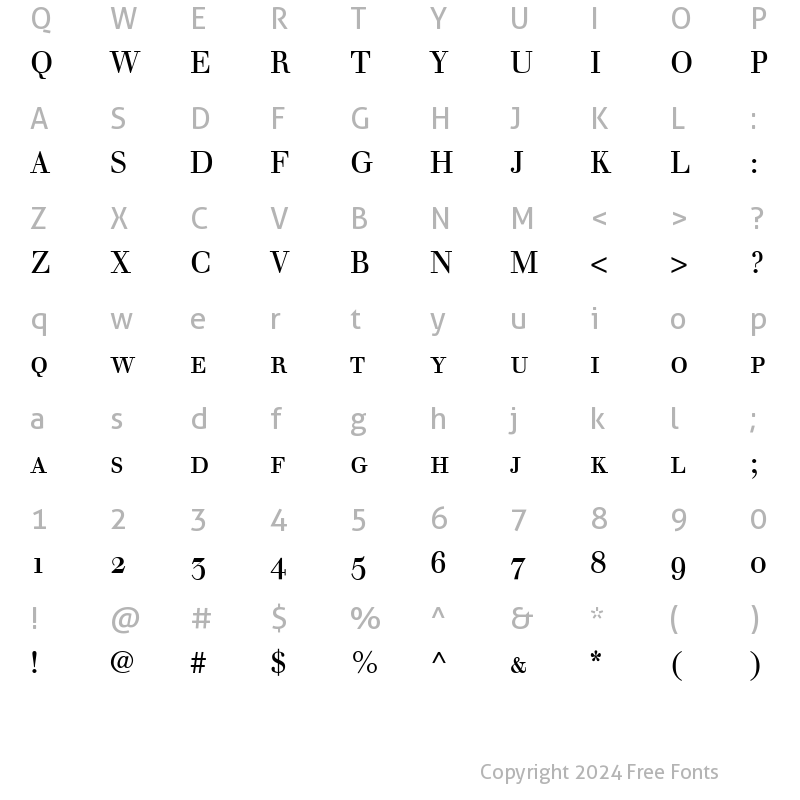 Character Map of Walbaum OldStyle SSi Small Caps