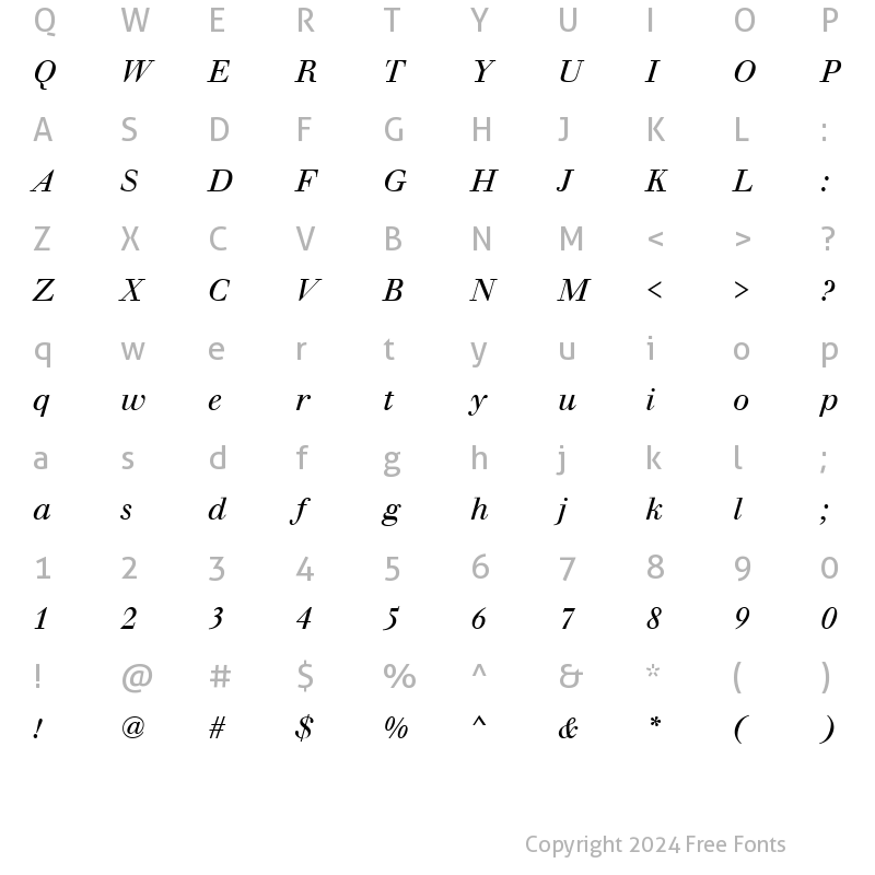 Character Map of WalbaumBucT Italic