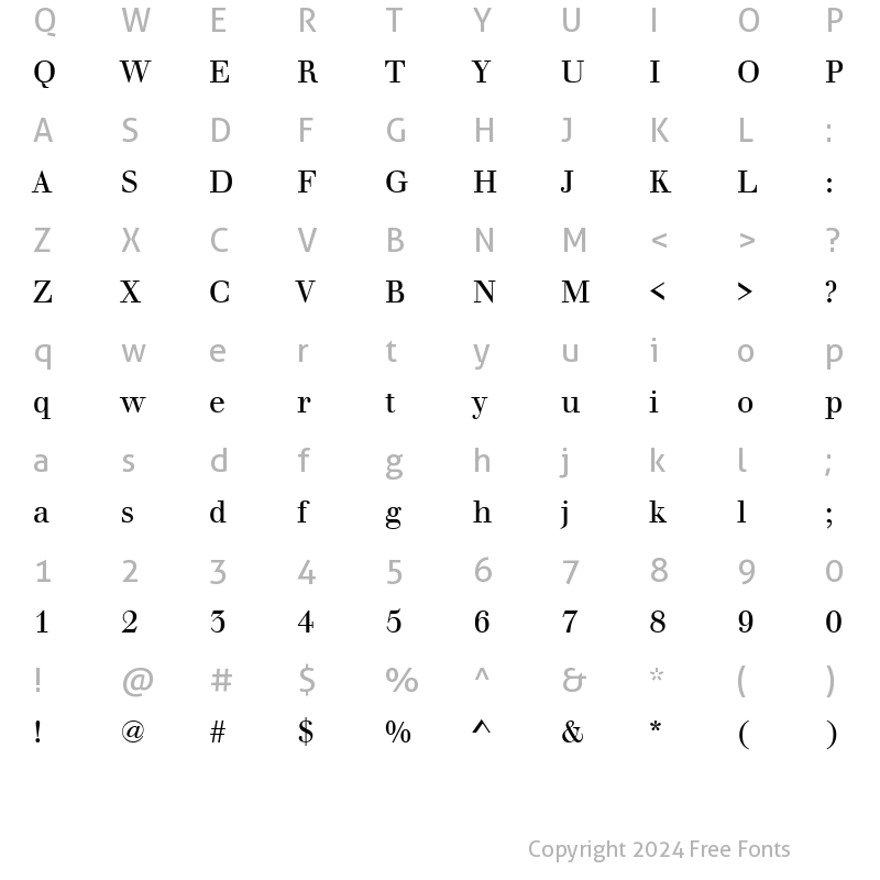 Character Map of WalbaumBucT Regular